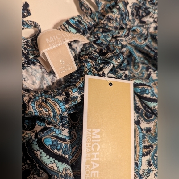 𝅺MICHAEL kors paisley print off the shoulder tie top. - Picture 2 of 6